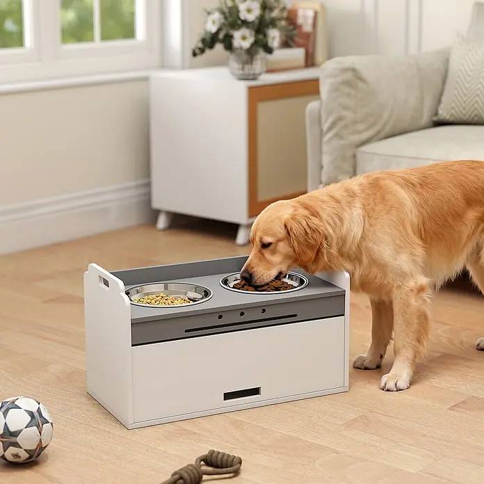 PawHut Hundenapf Weiß 60L x 30B x 35,5H cm - 