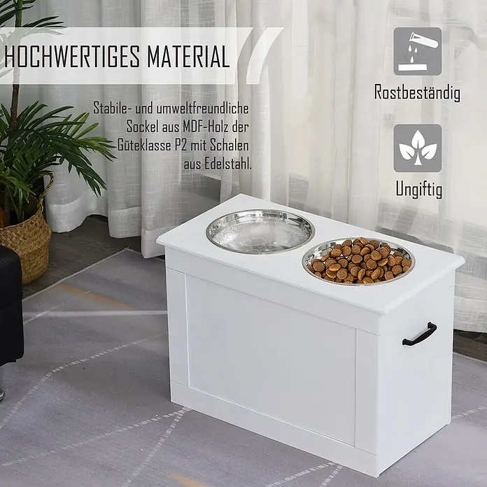 PawHut Napf Weiß 60L x 30B x 41H cm - 