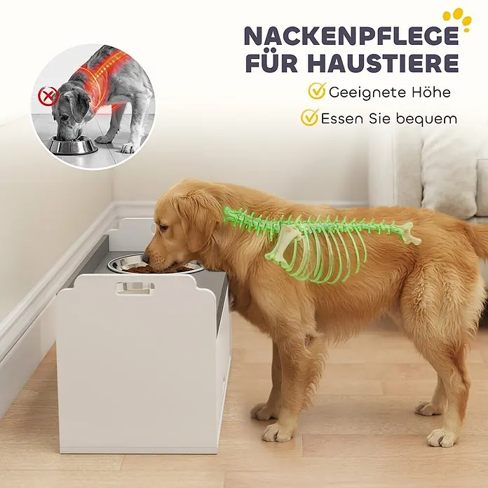 PawHut Hundenapf Weiß 60L x 30B x 35,5H cm - 