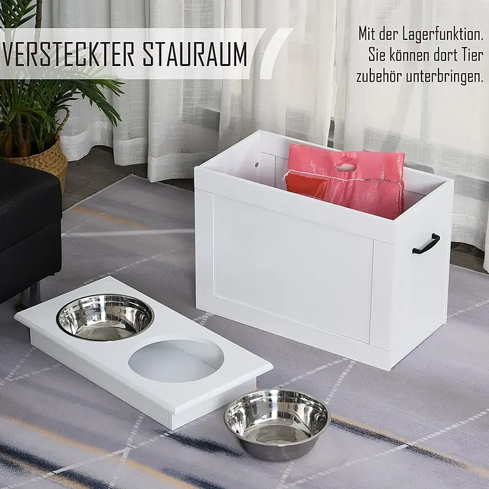 PawHut Napf Weiß 60L x 30B x 41H cm - 