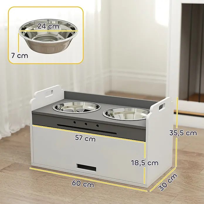 PawHut Hundenapf Weiß 60L x 30B x 35,5H cm - 