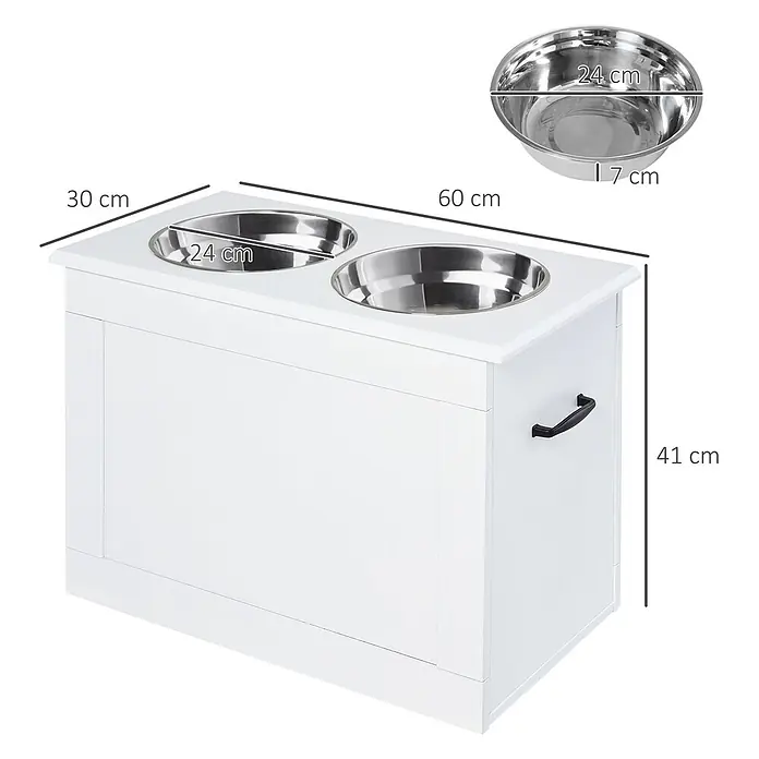 PawHut Napf Weiß 60L x 30B x 41H cm - 