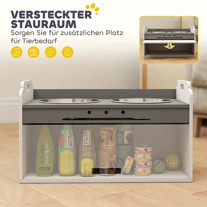PawHut Hundenapf Weiß 60L x 30B x 35,5H cm - 
