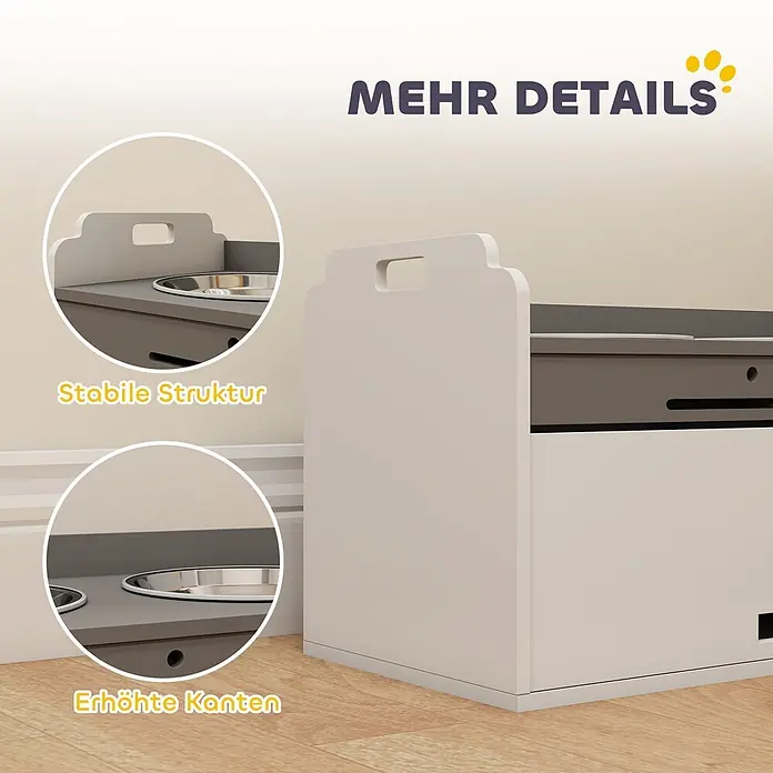 PawHut Hundenapf Weiß 60L x 30B x 35,5H cm - 