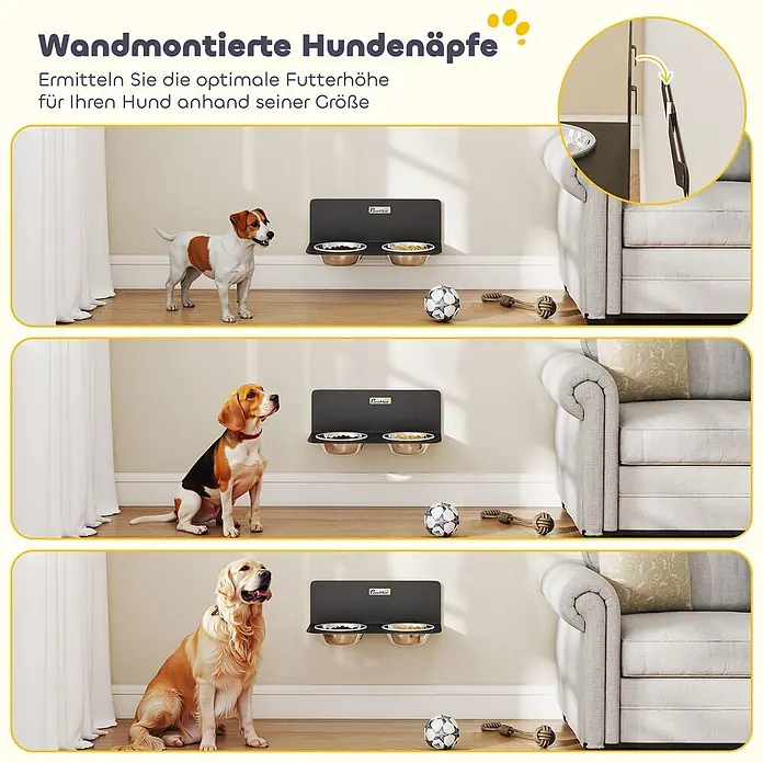 PawHut Hundenapf Schwarz 42L x 23,5B x 14H cm - 