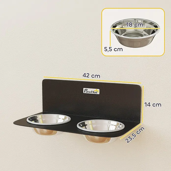PawHut Hundenapf Schwarz 42L x 23,5B x 14H cm - 