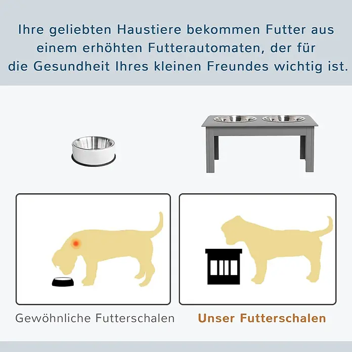 PawHut Futternapf Grau 58,4L x 30,5B x 25,4H cm - 