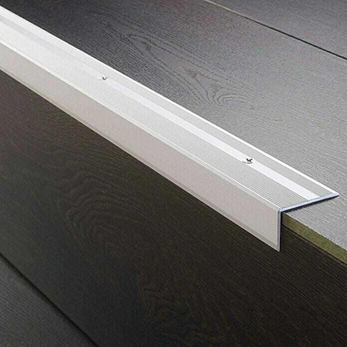 LOGOCLIC Završni profil za stepenice (Mat plemeniti čelik, 2,5 m x 40 mm x 25 mm, Vrsta montaže: Vijci)