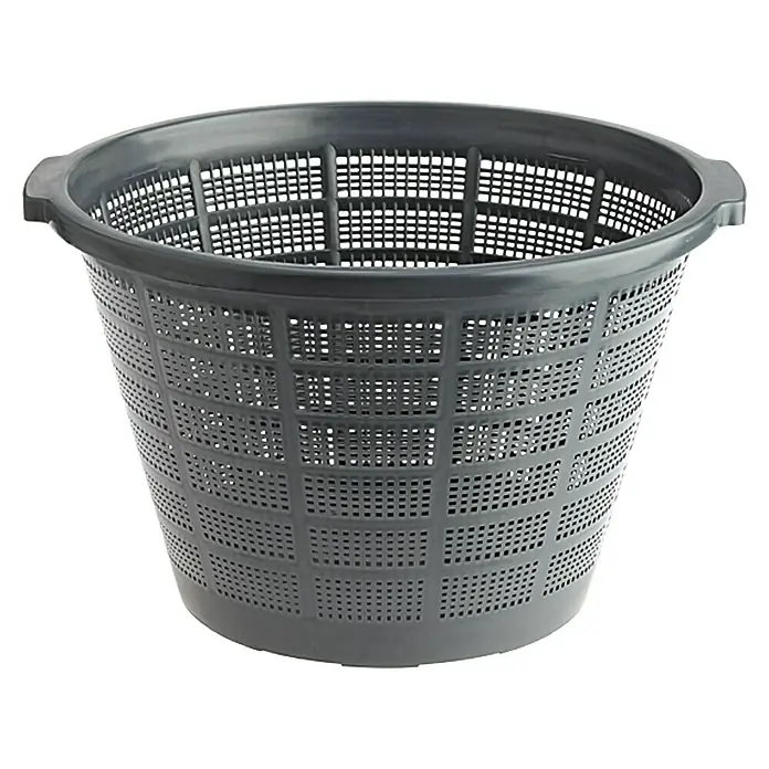 Oase Pflanzkorb - Rund, 40 cm, 35 l - Grauer Kunststoffkorb mit quadratischen Löchern. Ideal für Gartenarbeit oder Wäsche, robust und vielseitig einsetzbar.