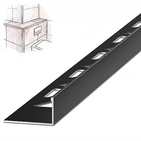 Dalsys Fliesenschiene Aluminium 2m x 12,5mm Winkelprofil Schwarz