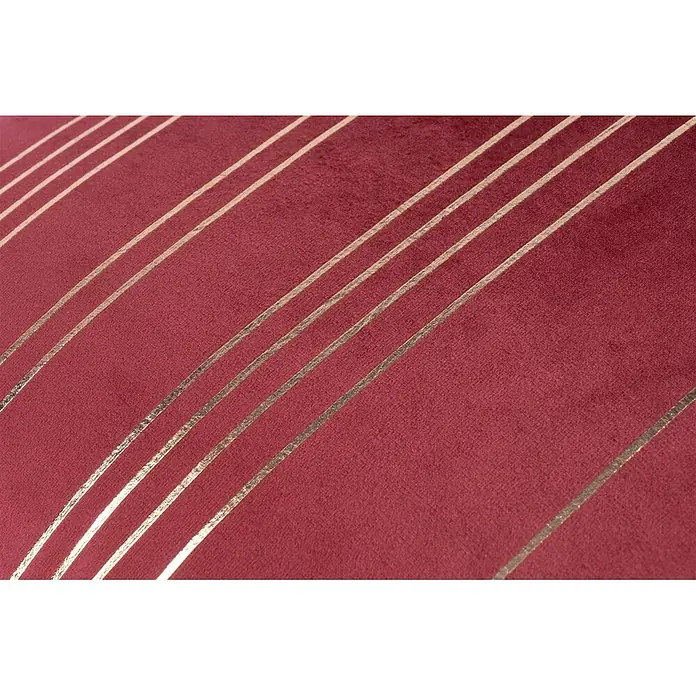 Dekokissen & Decken-Set Prisma - 2 -tlg., Rot/Gold - Roter Samtstoff mit diagonalen goldfarbenen Streifen.