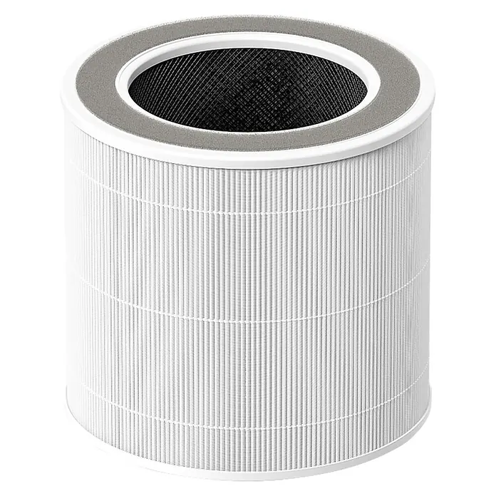 Filtro HEPA DREO AP605S - Específico para: Purificador HAP005S - Filtro cilíndrico blanco para purificador de aire con anillo superior de espuma gris e interior de malla negra visible.