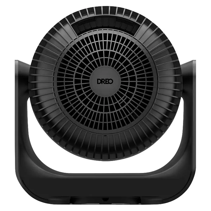 Dreo Calefactor de aire 714S - 2.000 W, Negro, IP20 - Ventilador circulador de aire eléctrico DREO negro con rejilla circular y base robusta.