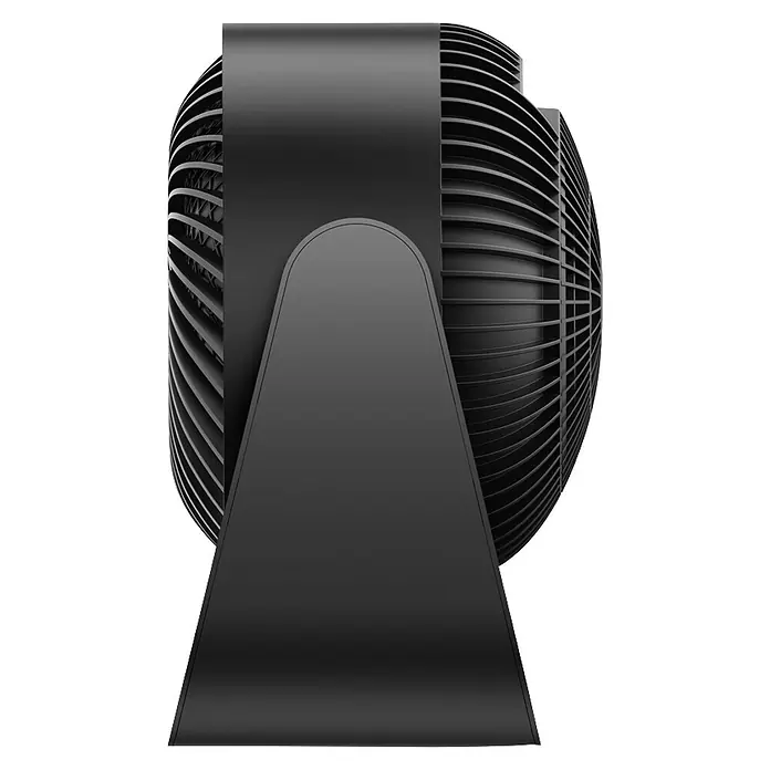Dreo Calefactor de aire 714S - 2.000 W, Negro, IP20 - Ventilador negro de forma ovalada con rejillas, apoyado sobre una base minimalista para una circulación de aire eficiente.