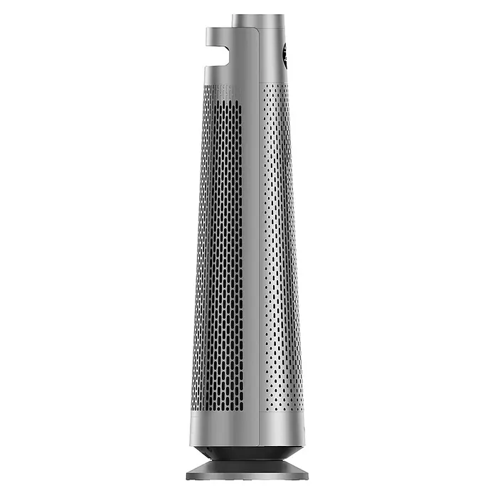 Dreo Calefactor de aire Solaris 718 - 2.000 W, Plata, IP20 - Ventilador de torre plateado alto con rejilla perforada y base redonda.