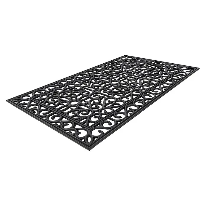 Fußmatte Everyday 125 - 75 x 45 cm, Schwarz, Material Nutzschicht: 100 % Gummi - Schwarze, verzierte Gummi-Fußmatte mit Schnörkelmuster.