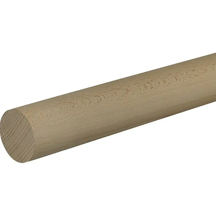 Profiles and more Rundstab - Ø x L: 60 mm x 100 cm, Buche, Glatt - Ein unbehandelter, runder Holzstab mit deutlicher Maserung, ideal für Bastelarbeiten und DIY-Projekte.