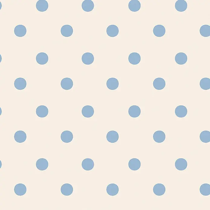 Cath Kidston Vliestapete Button Spot - Weiß/Blau - Blaues Polka-Dot-Muster.