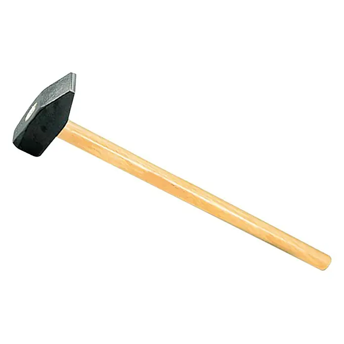 Heka Vorschlaghammer - 3.000 g - Nahaufnahme eines Hammers mit Holzstiel und schwarzem Kopf, ideal für Bauarbeiten und Heimwerkerprojekte.