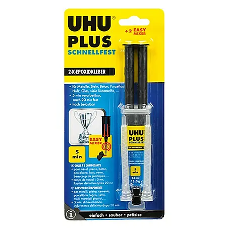 UHU plus schnellfest 2-Komponenten-Kleber 2K-Epoxidharzkleber Doppelkammerspritze
