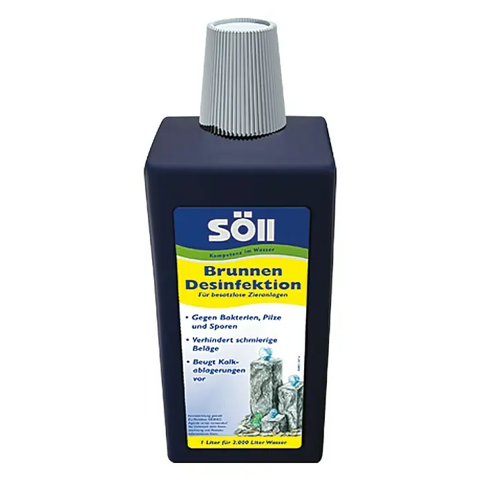Söll Teichpflegemittel BrunnenDesinfektion - 1 l - Söll Brunnen Desinfektion für Zieranlagen. Bekämpft Bakterien, Pilze und Sporen. Verhindert schmierige Beläge und Kalkablagerungen.
