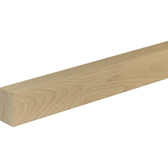 Profiles and more Rechteckleiste - 95 cm x 47 mm x 29 mm, Buche - Nahaufnahme eines hellen, quadratischen Holzstabes, der die natürliche Maserung und Textur des Holzes hervorhebt.