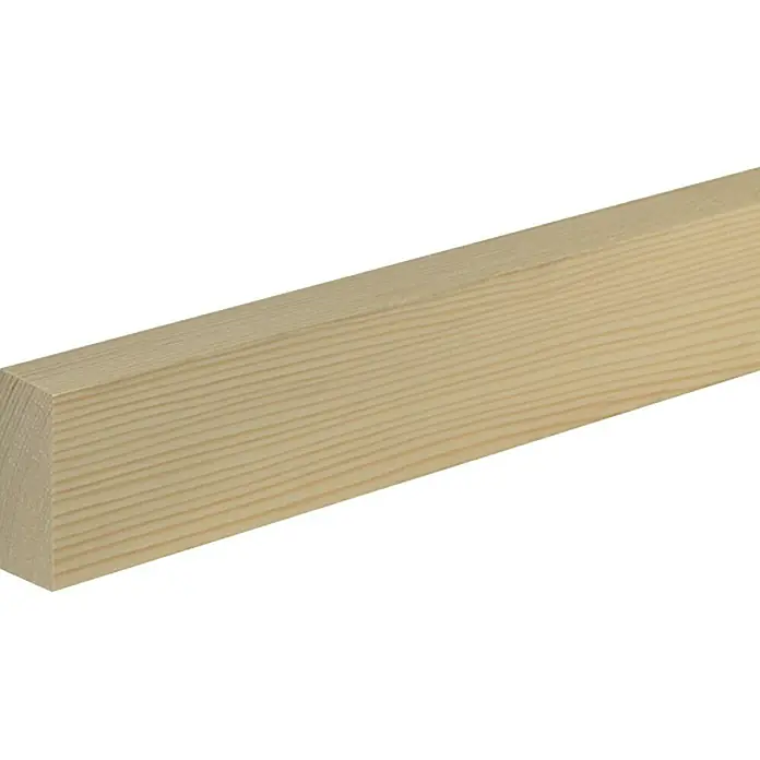 Rechteckleiste - 240 x 2,3 x 6 cm, Fichte/Kiefer - Nahaufnahme eines hellen, unbehandelten Holzstücks mit sichtbarer Maserung. Ideal für Bauprojekte und Heimwerker.