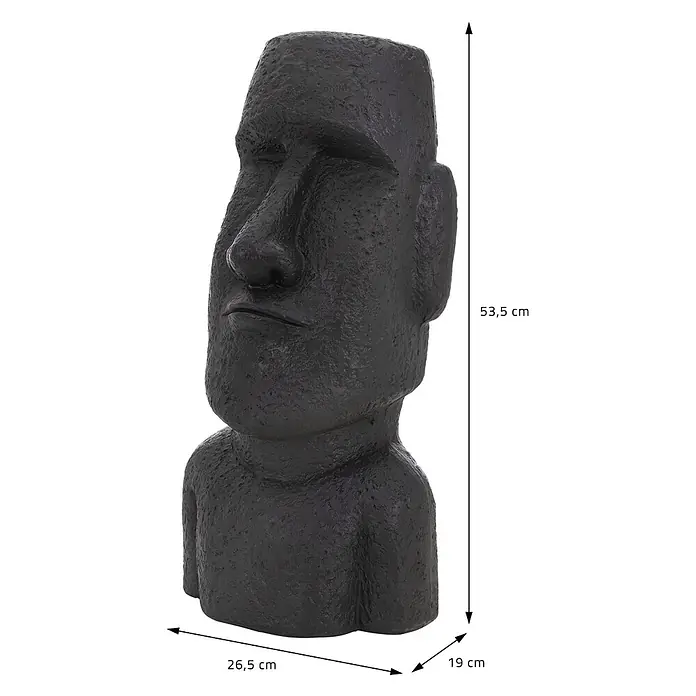Moai Rapa Nui Kopf 26,5 x 19 x 53,5 cm, Anthrazit -  - Schwarze, strukturierte Moai-Kopf-Statue.
