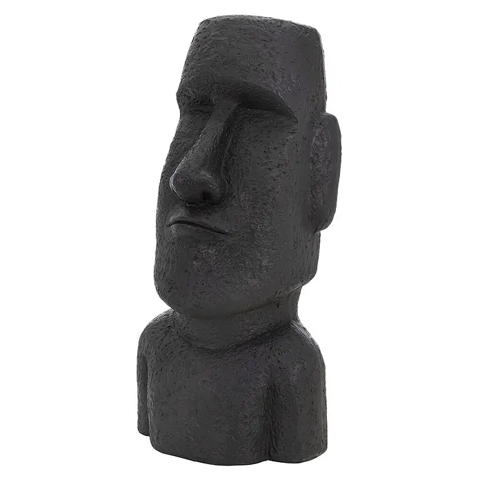 Moai Rapa Nui Kopf 26,5 x 19 x 53,5 cm, Anthrazit -  - Strukturierte schwarze Moai-Büste, eine dekorative Replik eines Osterinselkopfes.