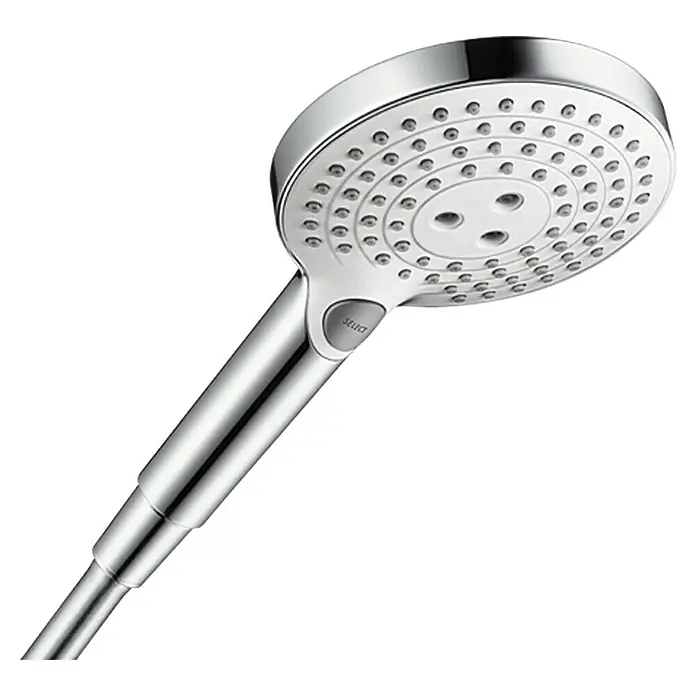 Hansgrohe Handbrause Raindance Select S120 - Anzahl Funktionen: 3 Stk., Durchmesser: 12,5 cm, Select-Taste, Chrom - Glänzender Chrom-Duschkopf mit verschiedenen Strahlarten für ein angenehmes Duscherlebnis.