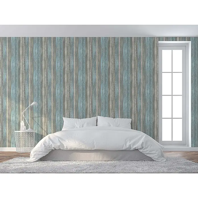 Tapete Holz Mateo M1-No.56 Vliestapete Blau Grau Tapeten in Holzoptik - 