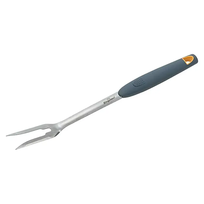 Kingstone Grillbesteck - Länge: 46 cm - Fleischgabel aus Edelstahl mit grauem Griff. Ideal zum Grillen und Wenden von Fleisch.
