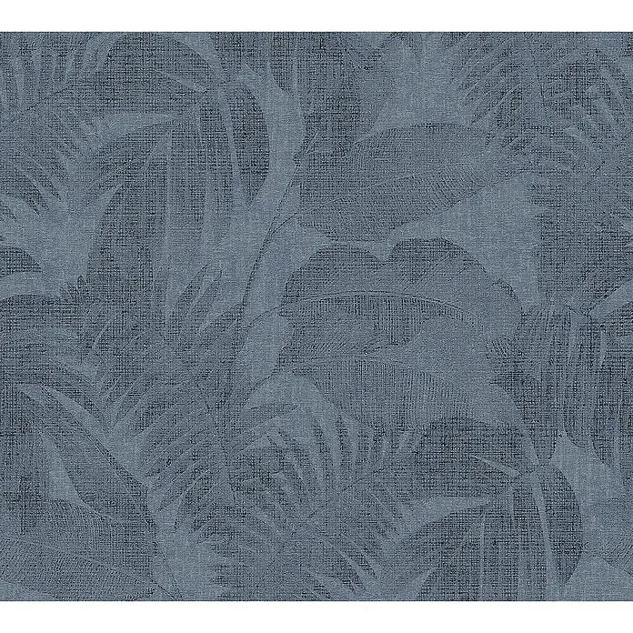 Tapete Bäume Blätter Enrico M1-No.1661 Vliestapete Blau Palmen Dschungel -  - Texturierter blaugrauer Stoff mit subtilem Ton-in-Ton-Tropenblattmuster.