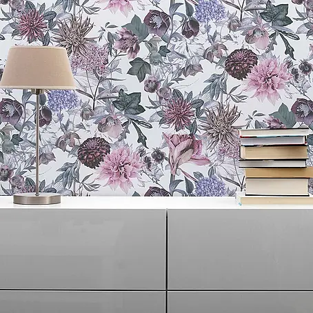 Tapete Dschungel Enrico M1-No.773 Vliestapete Weiß Lila Blumenoptik Floral