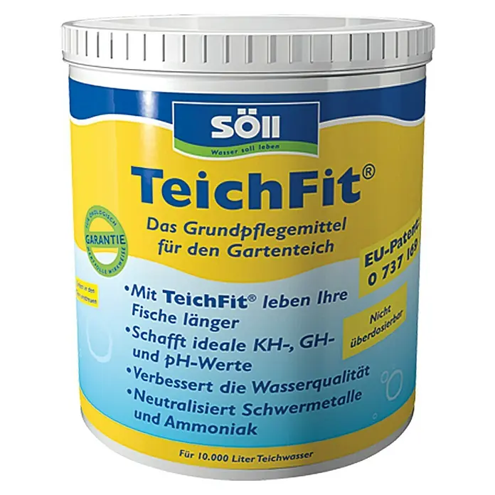 Söll Grundpflegemittel TeichFit - 1 kg - Dose Söll TeichFit®: Grundpflegemittel für Gartenteiche, verbessert Wasserqualität, neutralisiert Schwermetalle, für 10.000 Liter Teichwasser.