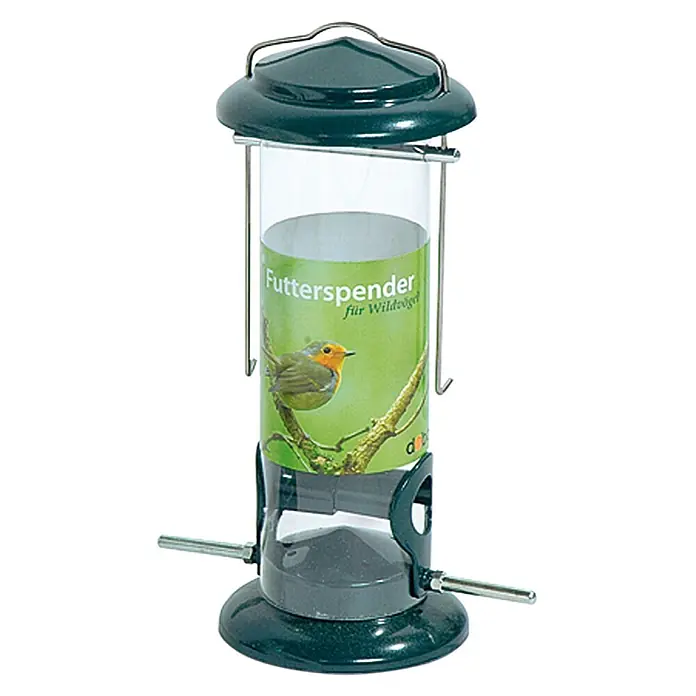 Dobar Futterspender Metall - 9,5 x 9,5 x 23 cm, Metall, Grün - Der Futterspender für Wildvögel ist eine tolle Ergänzung für jeden Garten, mit Platz für Vogelfutter und einem attraktiven Design.