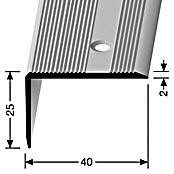 LOGOCLIC Završni profil za stepenice (Srebrno, 1 m x 40 mm x 25 mm, Vrsta montaže: Vijci)
