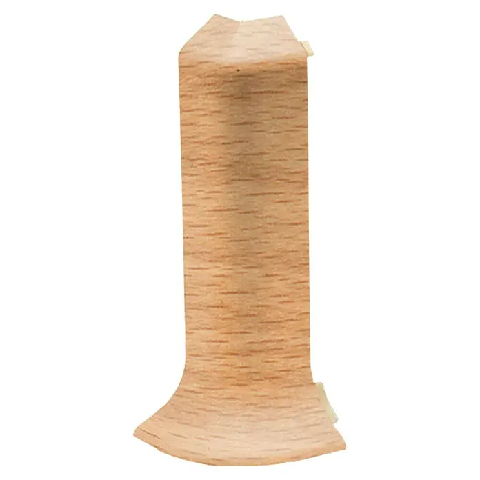 LOGOCLIC Außenecke - Buche Dunkel, 2 Stk., Geeignet für: Hartschaum-Sockelleisten - Nahaufnahme eines einzelnen Holz-Golf-Tees mit einer konischen Spitze und einem breiten Boden. Ideal für Golfer, die Wert auf natürliche Materialien legen.
