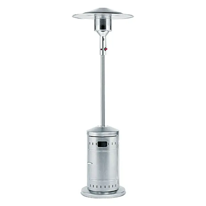 Enders Estufa de exterior Elegance - Potencia calorífica: 3,5 kW - 8 kW, Altura: 218 cm - Calentador de patio plateado con base redonda, sección central delgada y amplia pantalla de calentamiento.