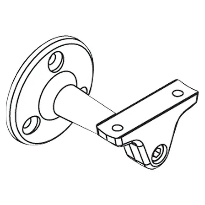 Dolle Wandhalter PS 9 - Grau Metallic, Passend für: Dolle Holzhandläufe - Detailaufnahme einer Handlaufhalterung in Schwarzweiß-Optik. Die Halterung zeichnet sich durch ihr robustes Design aus.