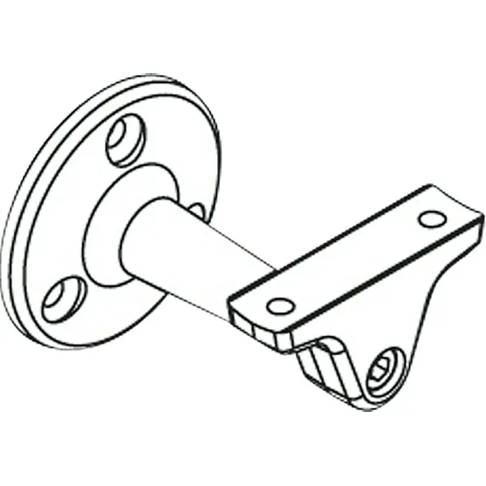 Dolle Wandhalter PS 9 - Grau Metallic, Passend für: Dolle Holzhandläufe - Detailaufnahme einer Handlaufhalterung in Schwarzweiß-Optik. Die Halterung zeichnet sich durch ihr robustes Design aus.