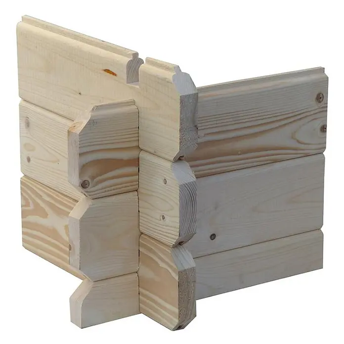 Gartenhaus, Gerätehaus 12m2 - 4x3m - 28mm -  - Eckverbindung aus hellem Holz, Nut-und-Feder-Balken für Blockhausbau.