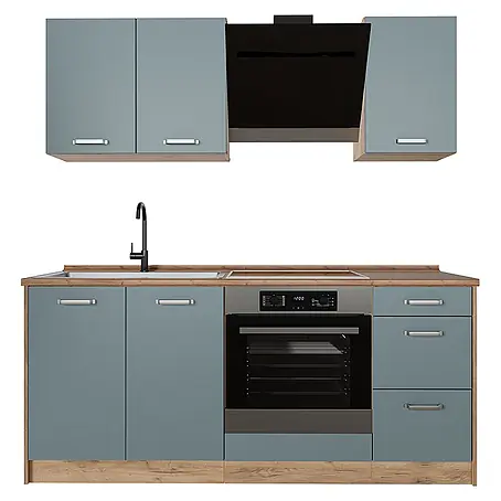 Singleküche R-Line 180 cm Blau-Grau Art.-Nr. 67040