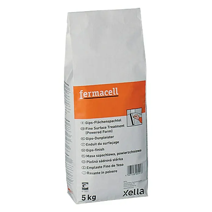 Fermacell Flächenspachtel - 5 kg - Sack Fermacell Gips-Flächenspachtel, ein feiner Oberflächenfüller in Pulverform, ideal für glatte Wände und Decken.