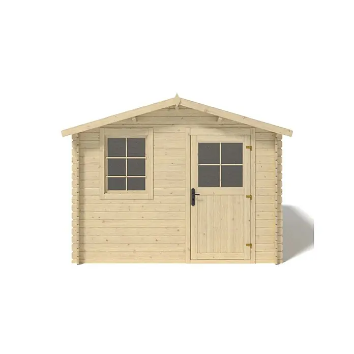 Gartenhaus, Gerätehaus 7.5m2 - 3x2.5m - 28mm -  - Helles Holzgartenhaus mit Satteldach, einem Fenster und einer Tür.