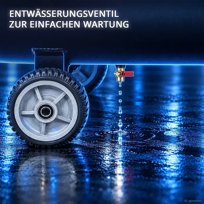 Kompressor 10 bar 280 L 11,83 PS 8,70 kW 1500 l/min Druckluftkompressor -  - Messing-Entwässerungsventil an einer Maschine, das Wasser auf eine nasse Oberfläche ablässt, für einfache Wartung.