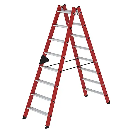 Stufen-Stehleiter beidseitig begehbar GFK / Alu 2x8 Stufen
