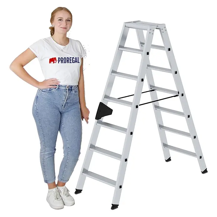 Stufen-Stehleiter beidseitig begehbar 2x7 Stufen - 