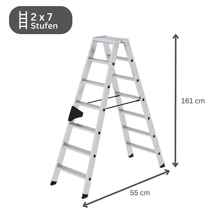 Stufen-Stehleiter beidseitig begehbar 2x7 Stufen - 