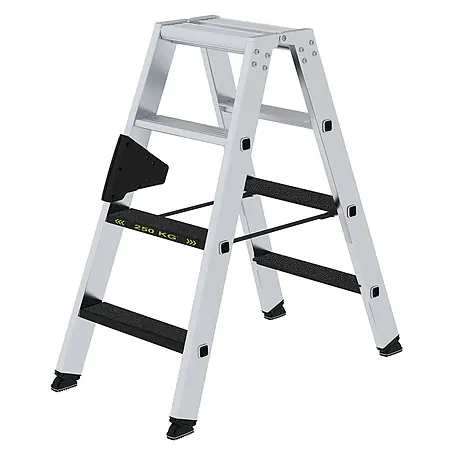 Stufen-Stehleiter 250 kg beidseitig begehbar mit clip-step R13 2x4 Stufen